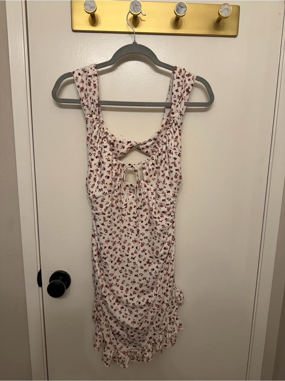 Urban Outfitters Cream Mini Dress with Red Floral Print